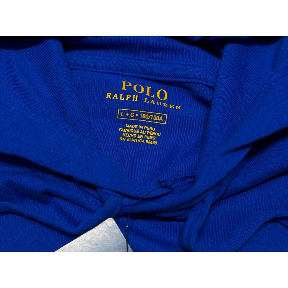 POLO RALPH LAUREN Long Sleeve Hoodie Shirt Cotton Lightweight Blue Large L ~ New - Picture 2 of 9